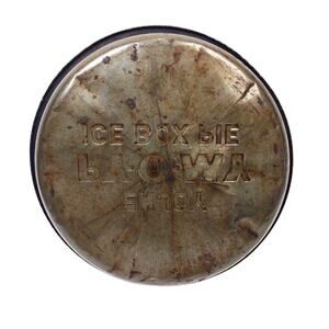 PY-O-MY Ice Box Pie Round Pie Pan Tin Rustic Bakeware Advertising Decor MCM